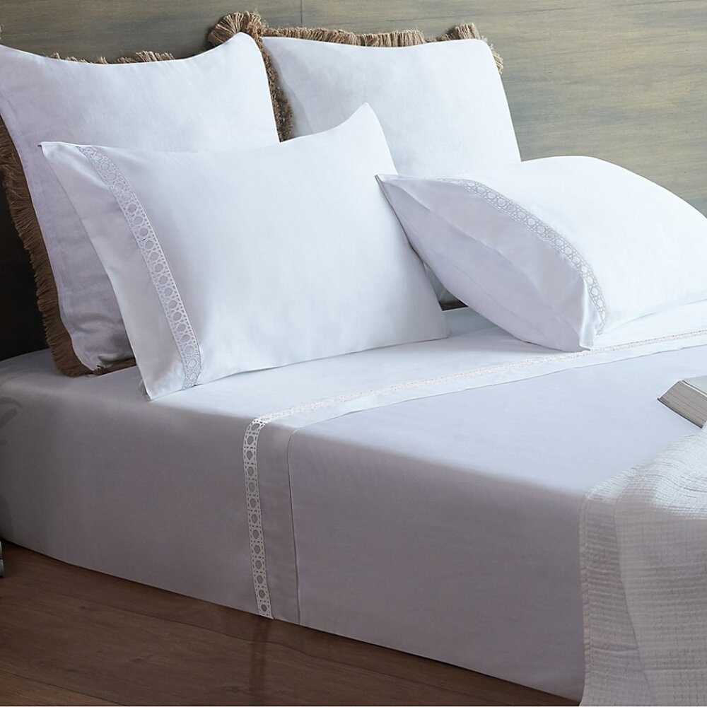 Everhome Egyptian Cotton Cane Embroidered King Flat Sheet